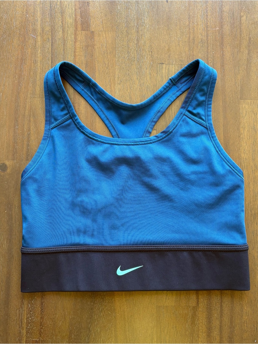 Nike Dri Fit Swoosh Medium-Support Racerback Sports Bra Blue Black | Medium